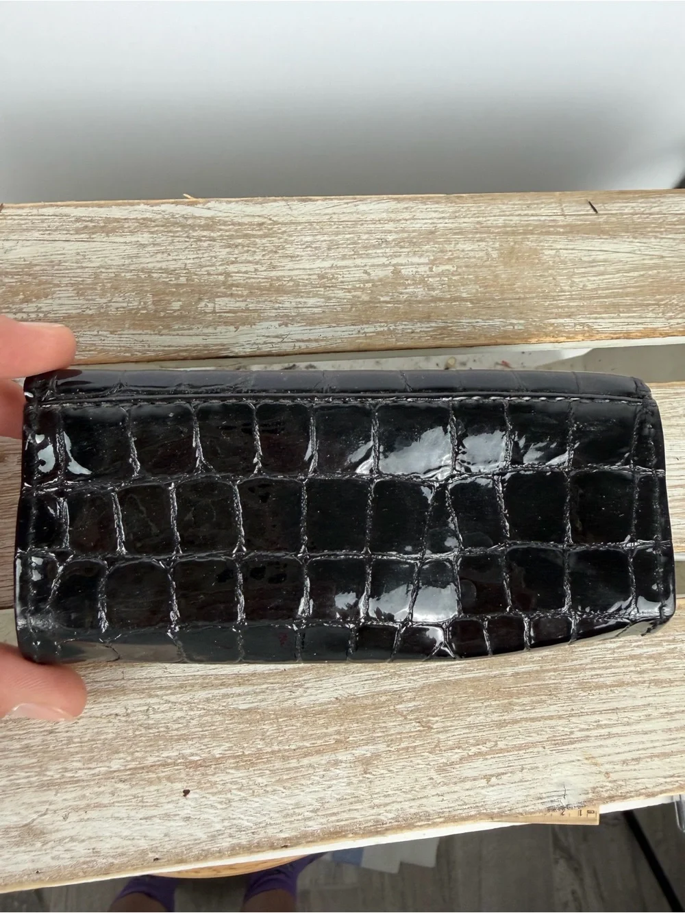Brighton black crocodile embossed lipstick case or small accessory holder.